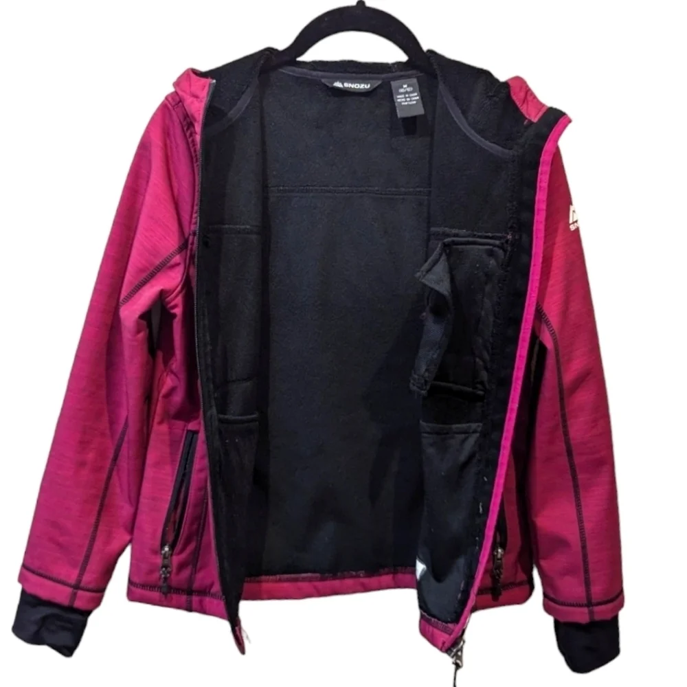 Snozu Bright Pink Full Zip Hooded Fleece Lined Coat (10-12)